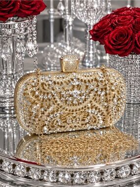 NEW Sparkling Bling Swarovski Crystal Rhinestone & Glitter Clutch Purse
